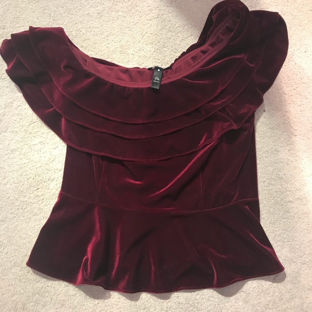 Red velvet off the shoulder top